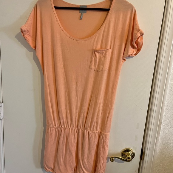 Bobi SHIRRED DROP WAIST DRESS fromRevolve in Peach size small - Picture 3 of 9